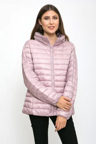 Kotikoti rózsaszín pufi kabát strasszköves cipzárral