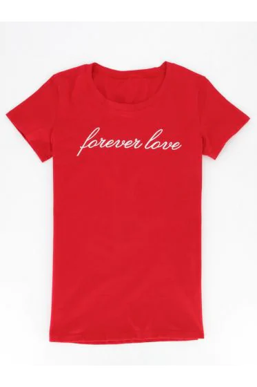 Kotikoti rövid ujjú pamut póló 'forever love' felirattal