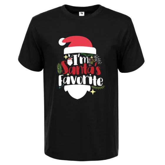 Glo-Story Santa's Favorite fekete férfi póló